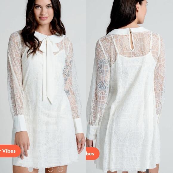 Modcloth Honeymoon Maven Shift Lace Dress Irony White Wedding - Picture 1 of 14